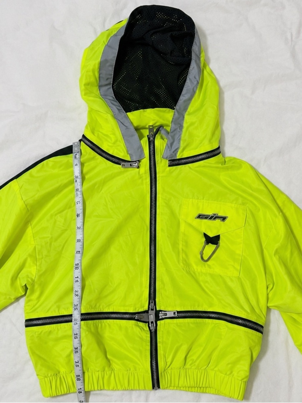 I.AM.GIA Hazard Neptune Jacket Neon Yellow Reflective Cropped Windbreaker XS - Picture 5 of 6